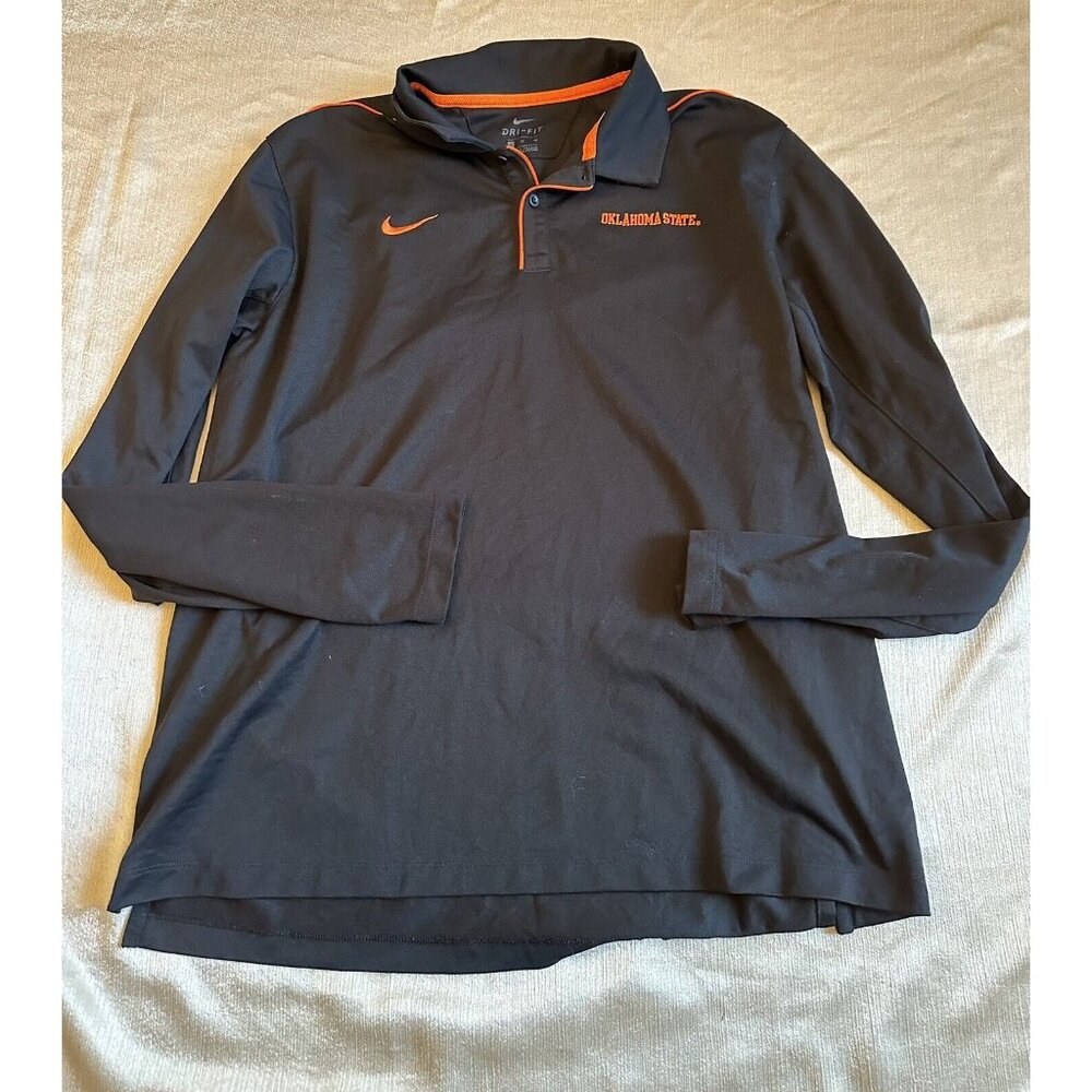 Nike Dri-Fit Oklahoma State Cowboys Long Sleeve Polo Shirt XL OSU Black